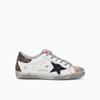 GOLDEN GOOSE SUPER-STAR SNEAKERS WITH GLITTER HEEL TAB AND SUEDE UPPER,11722353