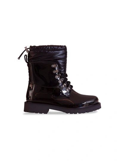 Moncler Drawstring Detail Rain Boots In Nero