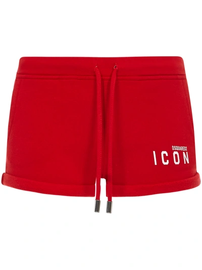 Dsquared2 Icon Cotton Jersey Mini Shorts In Red