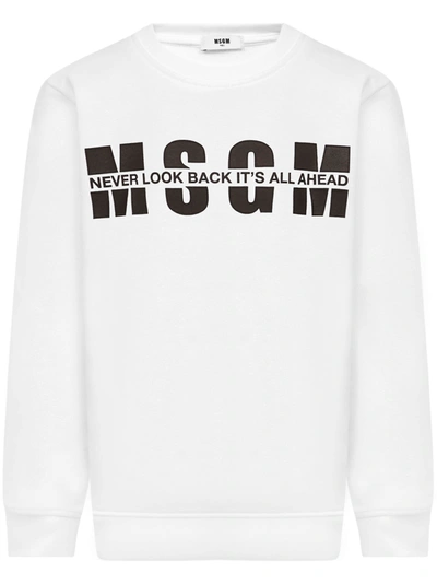 Msgm Kids' Crewneck Sweatshirt With Logo In White