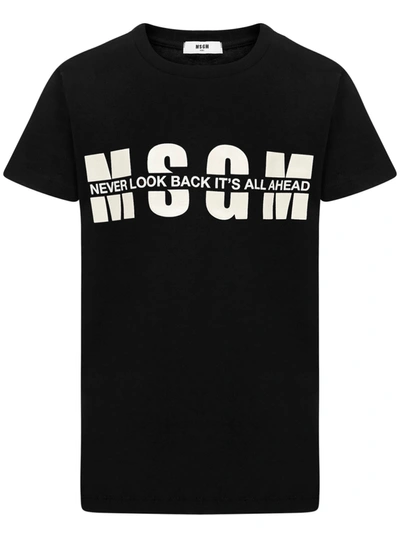 Msgm Black T-shirt For Kids With Logo And Writing