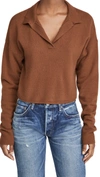 REFORMATION CASHMERE CROPPED POLO SWEATER,REFOR40604