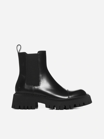 Balenciaga Tractor Bootie L20 Leather Boots In Black