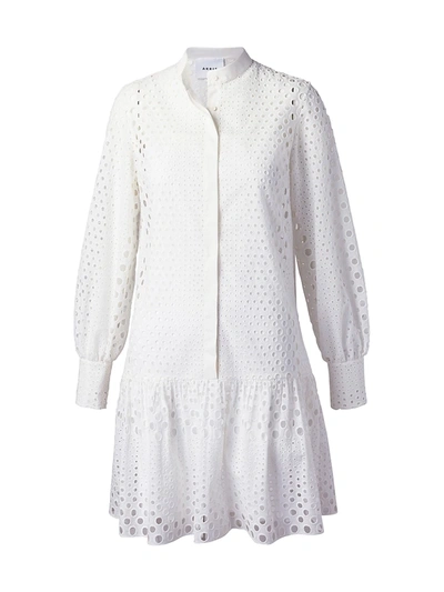 Akris Punto Cotton Eyelet Embroidered Shirtdress In White