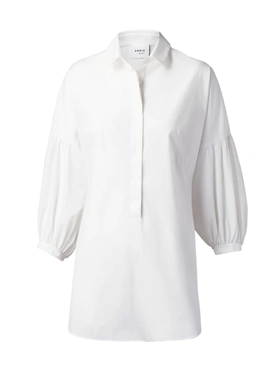 Akris Punto Poplin Full-sleeve Tunic Blouse In Cream