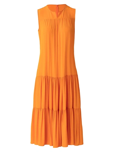 Akris Punto Sleeveless Tiered Midi Dress In Orange