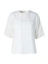 AKRIS PUNTO DEVOR ORGANZA DOT SHORT-SLEEVE BLOUSE,400013044777