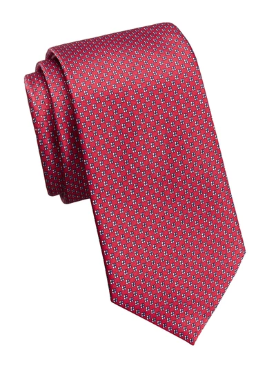 Ermenegildo Zegna Square-print Silk Tie In Red
