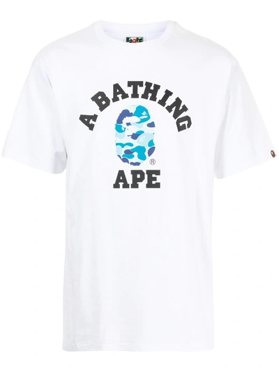A Bathing Ape Abc College Logo-print Cotton T-shirt In White