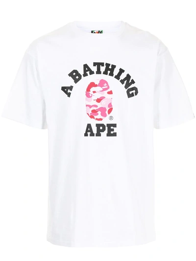 A Bathing Ape Abc College Logo-print Cotton T-shirt In White