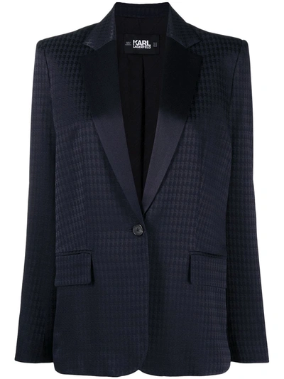 Karl Lagerfeld Kameo-print Single-breasted Blazer In Blue