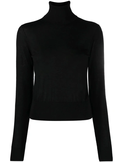 Dolce & Gabbana Black Pullover Silk Cashmere Turtleneck Jumper In Ebony