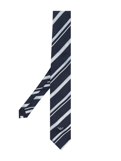 Emporio Armani Kids' Striped Silk Tie In Blue