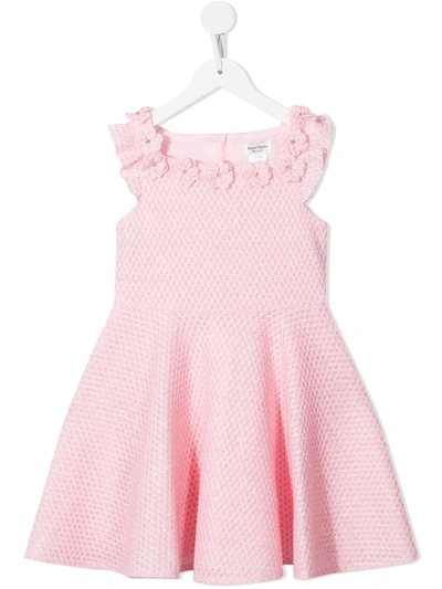 David Charles Kids' Floral-apliquée Sleeveless Mini Dress In Pink