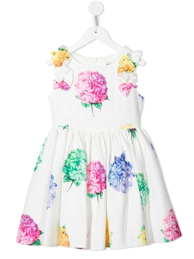 David Charles Kids' Floral-print Sleeveless Mini Dress In White