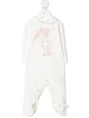 Monnalisa Bunny Print Babygrow In White