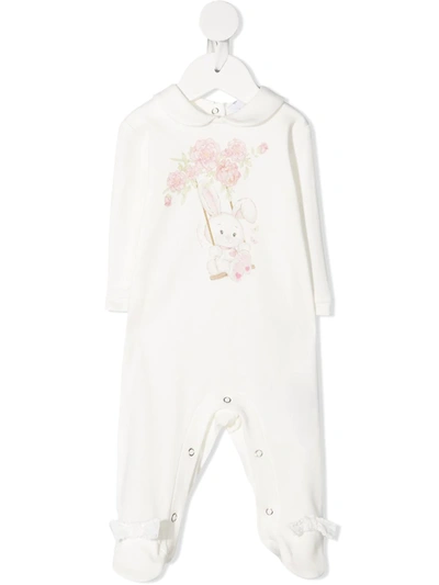 Monnalisa Bunny Print Babygrow In White