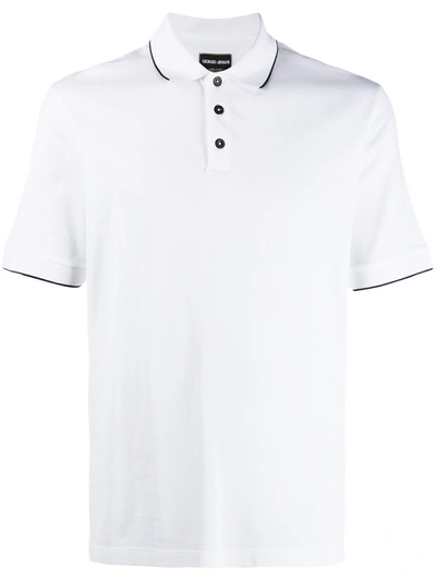 Giorgio Armani Contrast Trim Polo Shirt In White