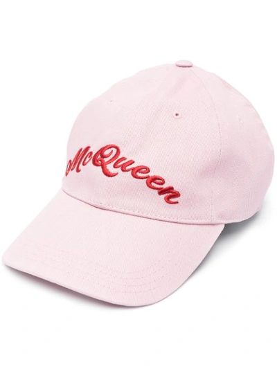 Alexander Mcqueen Embroidered Logo Cap In Pink