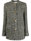 Valentino Tweed Sequin Embellished Jacket In Black