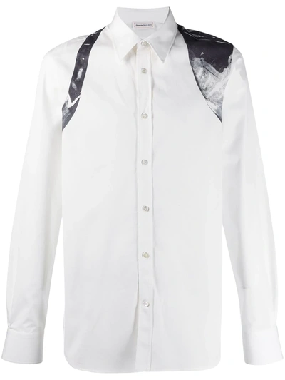 Alexander Mcqueen Abstract Print Harness Detail Shirt In White