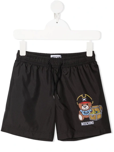 Moschino Kids' Pirate Teddy Bear Swim Short In Black