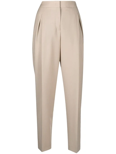 Agnona Inverted Pleat Trousers In Neutrals