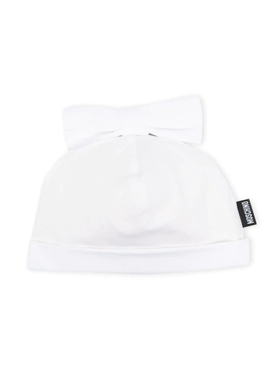 Moschino Babies' Bow-detail Knitted Beanie In White