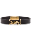 SAINT LAURENT LEATHER BRACELET WITH LOGOED BUCKLE