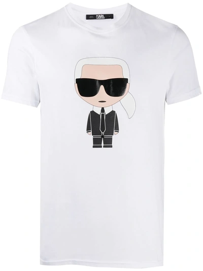 Karl Lagerfeld Ikonik Karl-motif Cotton T-shirt In White