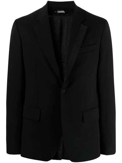 Karl Lagerfeld Tailored Piquet Jacket In Black