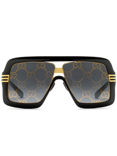 Gucci Square-frame Sunglasses With Gg Lens In Black