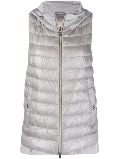 Herno Zip-front Hooded Gilet In Grey