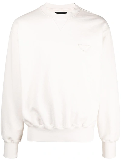 Prada White Logo Patch Sweatshirt