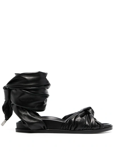 Alexandre Vauthier Leila Knotted Wedge Sandals In Black