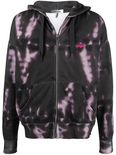 Isabel Marant Tie-dye Zip-up Hoodie In Black