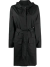 RAINS HOODED BELTED RAINCOAT