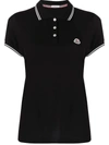 Moncler Contrast-trim Polo Shirt In Black