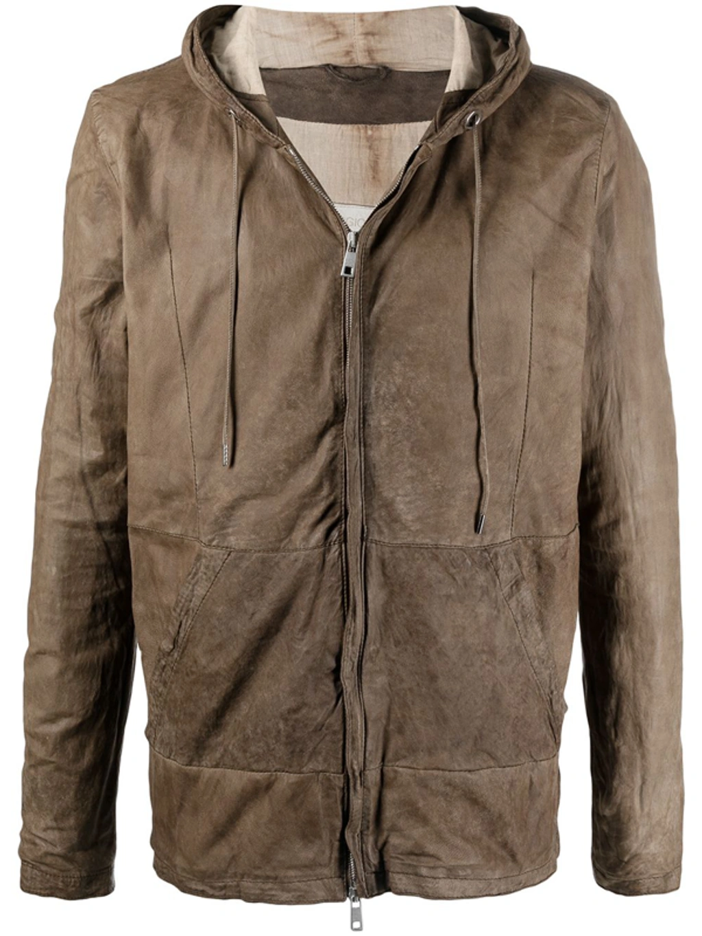 トップス Giorgio Brato - Over dyed Leather Hoodie Giorgio Brato Zip-up Hooded Leather Jacket In Brown | ModeSens