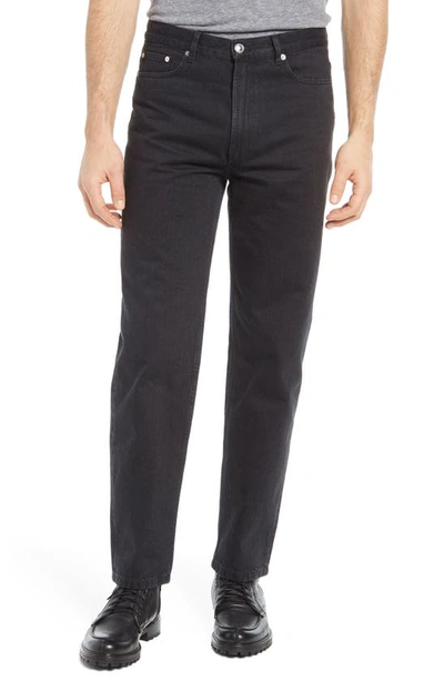 Apc A.p.c Buttoned Straight Leg Jeans In Blue Black