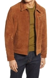 Schott Brown Suede Rough Out Jacket In Saddle