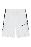 Nike Dri-fit Elite Big Kids' (boys') Basketball Shorts (extended Size) In White/ Black
