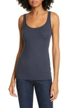 Vince Ribbed Scoop-neck Tank Top In Coastal