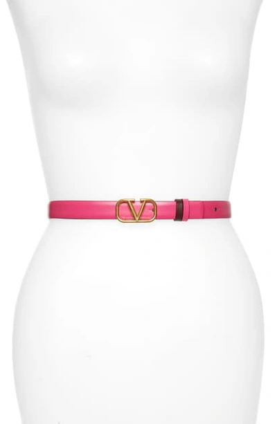 Valentino Garavani Vlogo Buckle Reversible Leather Belt In 0sm Nero-rouge Pur