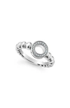 Lagos Sterling Silver Caviar Spark Diamond Ring In Diamond/ Silver
