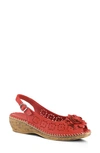 Spring Step Women's Belford Slingback Wedge Sandals Women's Shoes In Red Leather