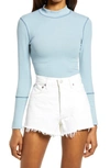 FREE PEOPLE THE RICKIE MOCK NECK T-SHIRT,OB889508