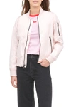 Levi's Women's Lightweight Zip-detail Bomber Jacket In Peach Blos