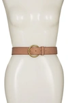 Frye Flat Leather Belt In Tan