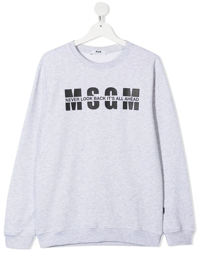 Msgm Teen Logo-print Cotton Sweatshirt In Grey